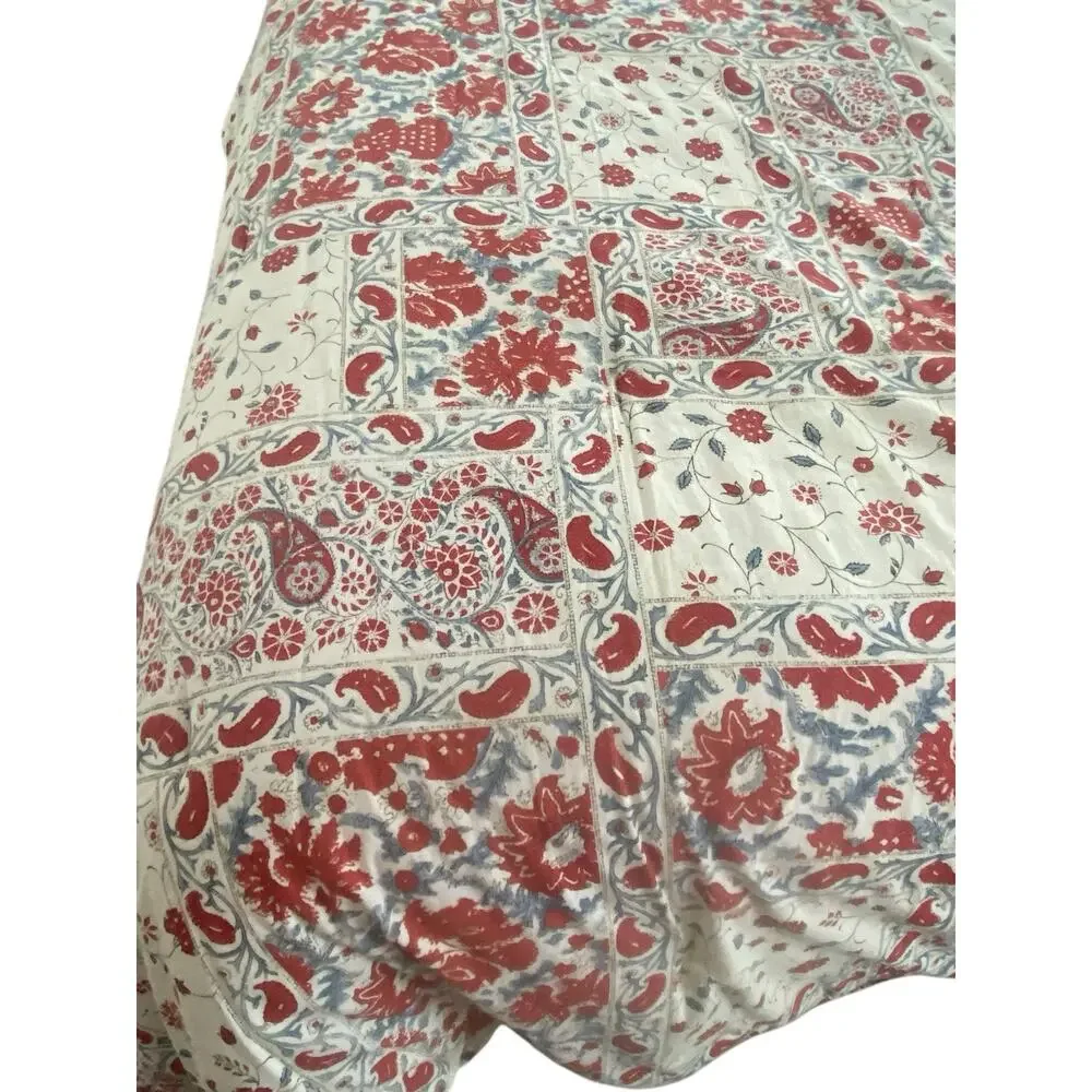 Vintage Ralph Lauren Kelsey Red Blue Paisley Floral Queen Comforter Shams Boho